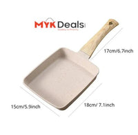 Square Ceramic Frying Pan, Durable Stone Frying Pan, Wooden Handle Square Frying Pan, Omelette Non Stick Fry Egg Kitchen Breakfast Maker, Square Thick Frying Tool, Anti Slip Tamagoyaki Pan, Square Egg Pan, Daily Cookware Gadget, Home Kitchen Items