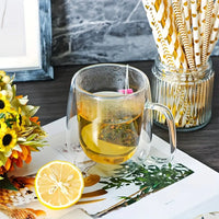 Double-Walled Insulated Borosilicate Glass Coffee Mugs