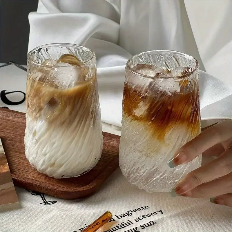 Glass Mug with Elegant Swirl Design ( 400 ML )