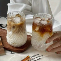 Glass Mug with Elegant Swirl Design ( 400 ML )