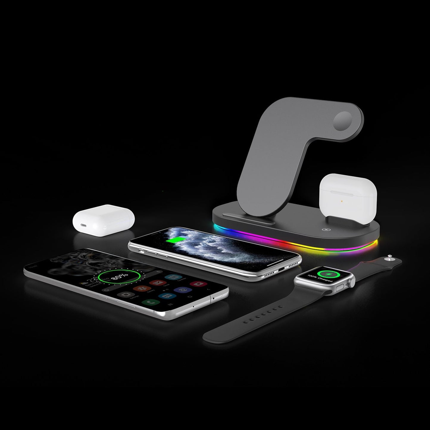 15w fast charging type-c port qi 3 in 1 charging dock
