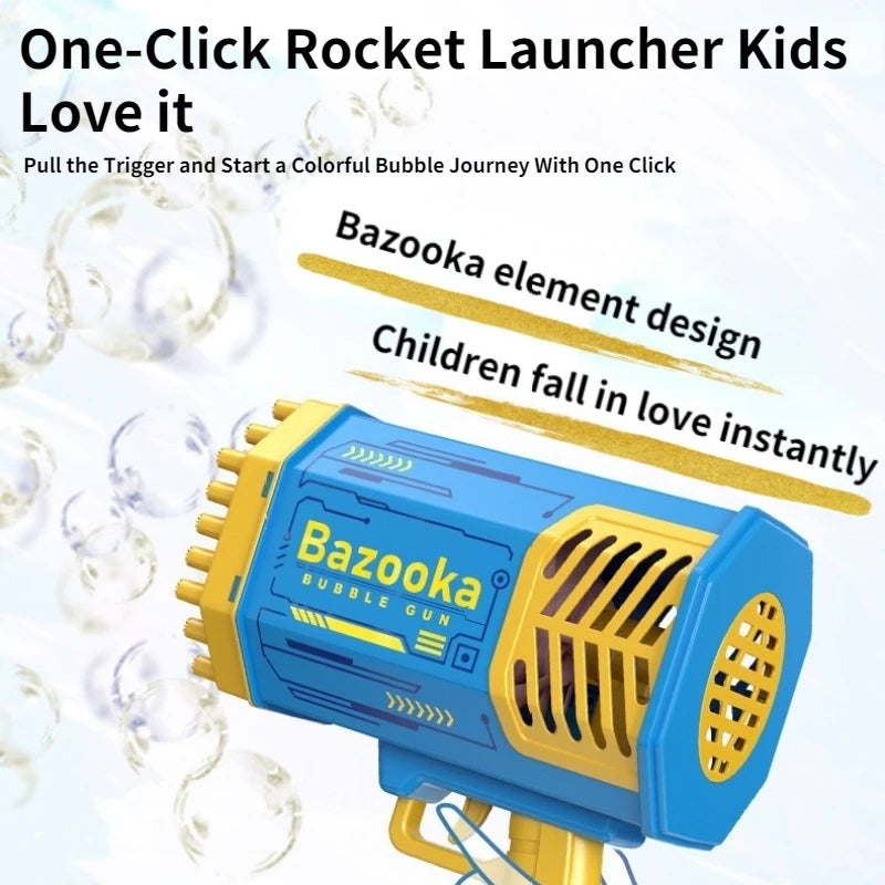 69 Hole Automatic Electric Bubble Machine Racket Launcher