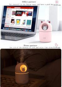 Cute Humidifier 300ML, Mute Portable USB Colorful Night Light, Suitable for Bedroom
