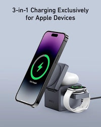 MagSafe Charger Stand, Anker 3-in-1 Cube with MagSafe, 15W Max Fast Charging Stand, Foldable Wireless Charger