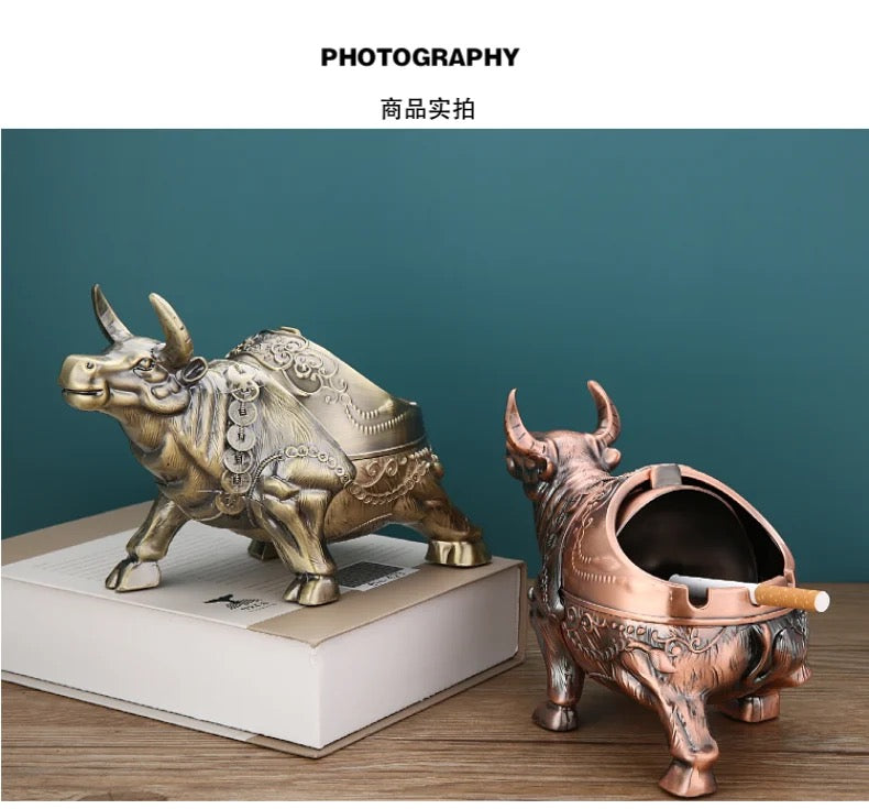 Bull Statue Retro Windproof Ashtray