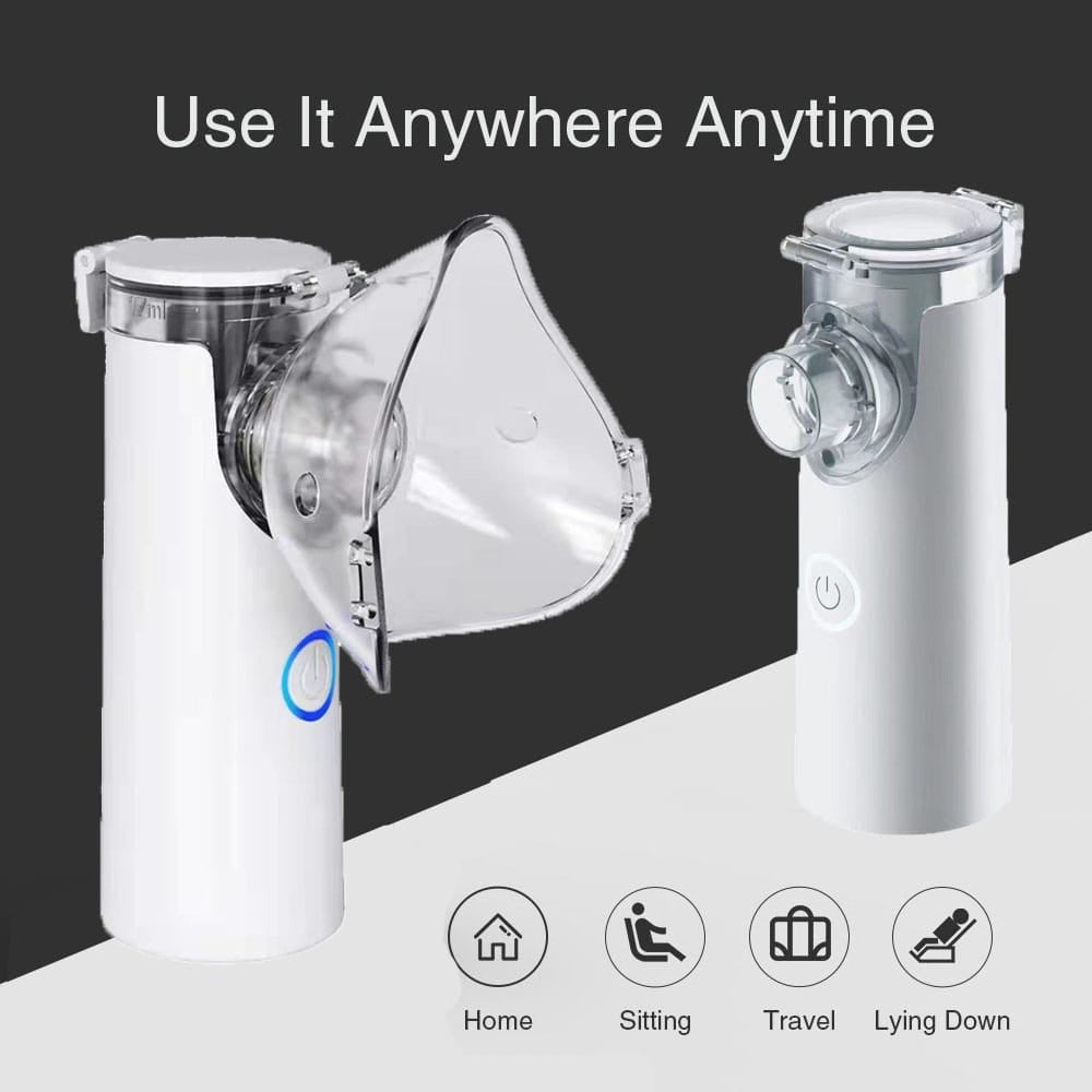 Portable Nebulizer, Handheld Travel Steam Compressor, Handheld Airway Inhale Humidifier Nebulizer, Mesh Atomizer Mini Nebulizer, Medical Asthma Inhaler Atomizer, Cool Mist Inhaler for Adults & Kids, Low Noise Inhaler Nebulizer with Mouthpiece And Mask