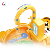 Electric Kitchen Sink Toy, Children's Simulation Sink with Fruit & Tableware Toy, Dishwasher Play Kitchen Kit