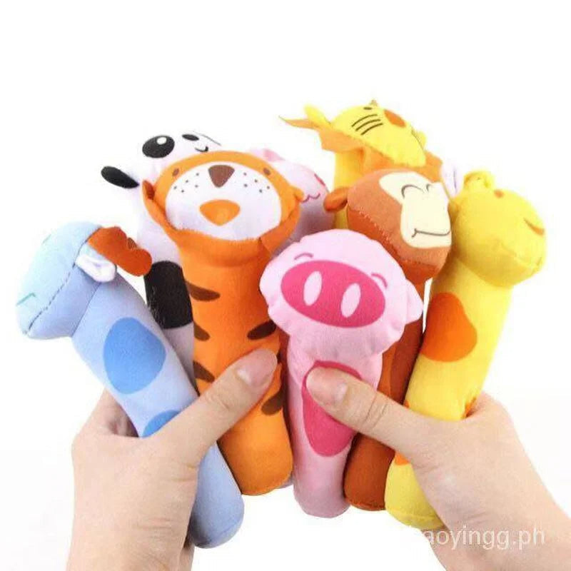 Plush Animal Hand Cranked Stick Stuff Toy (Pack of 5)