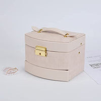 Lockable Leather Jewelry Box, 3 Layer Jewellery Organizer, Earring Ring Bracelet Storage Case for Women, Drawer Leather Jewellery Box, Earring Bracelet Holder Organizer, Multifunctional Display Stand, Multipurpose Drawer Cheap Shelf