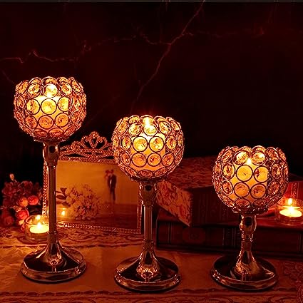 Crystal Tealight Candle Holder Set of 3