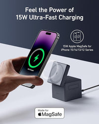 MagSafe Charger Stand, Anker 3-in-1 Cube with MagSafe, 15W Max Fast Charging Stand, Foldable Wireless Charger