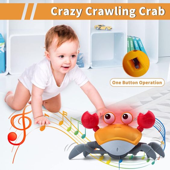 Rechargeable Crawling Crab Musical Toy with Infrared Sensors