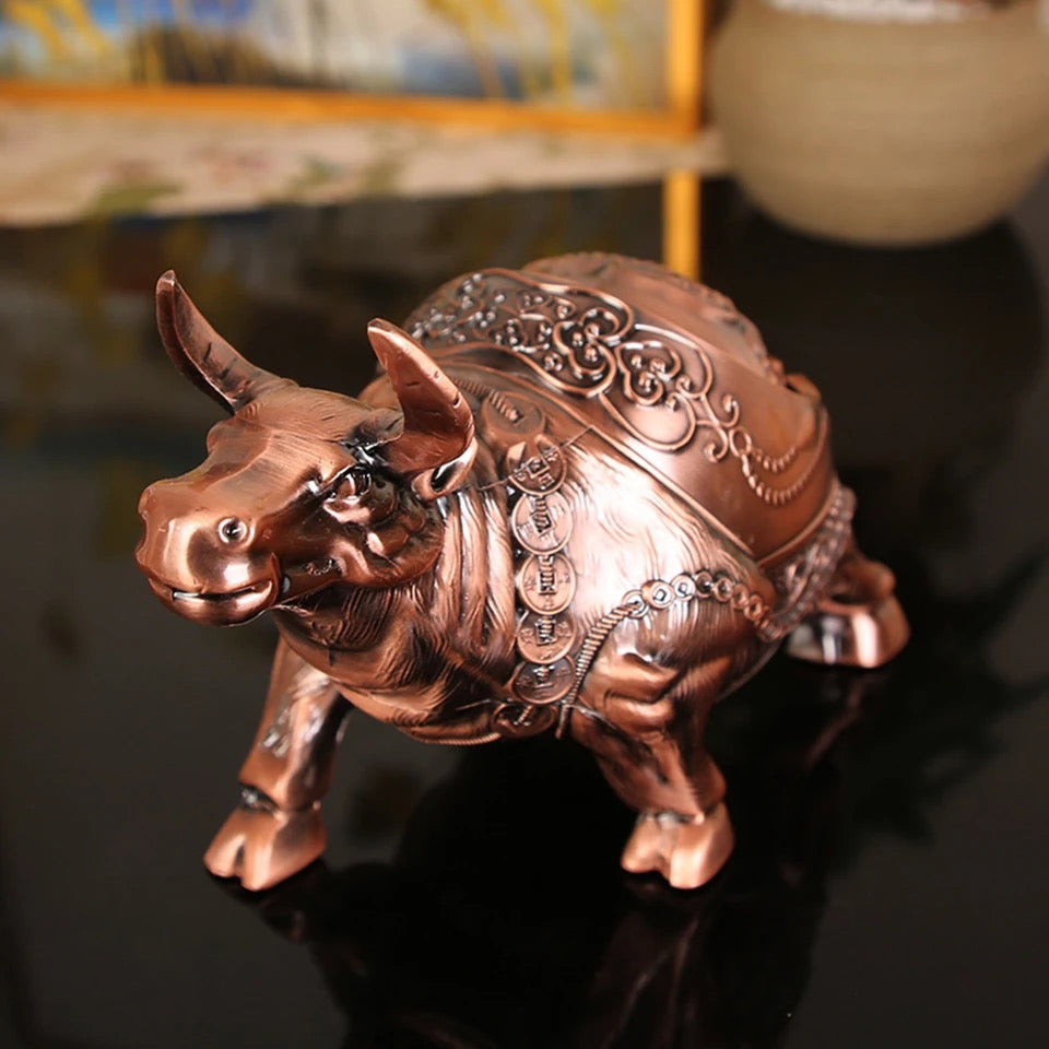 Bull Statue Retro Windproof Ashtray