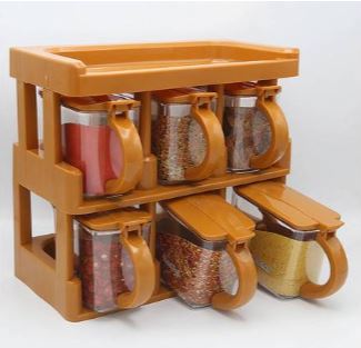 Master Chef Spice Rack, 2 Tier Kitchen Spice Jar, 6 Jars