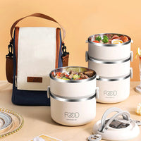 Warm Lunch Box With Bag, Multilayer Stainless Steel.