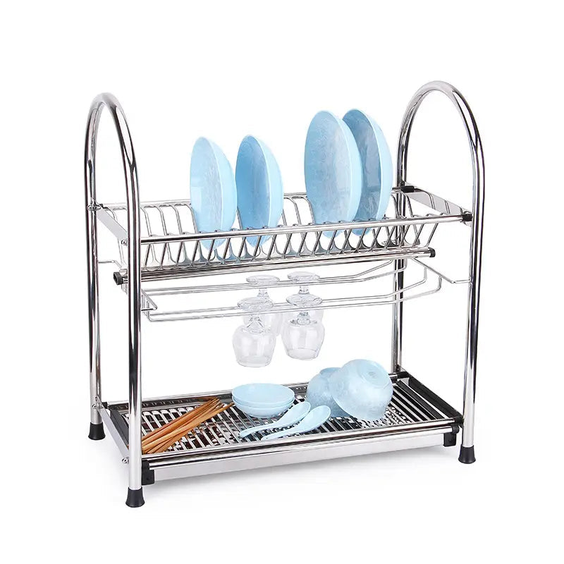 MODERN 2 TIER STAINLESS STEEL PLATE RACK