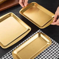 Luxury Gold Rectangle Shaped Tray by HaulJunction – Elegant Stainless Steel Serving Tray