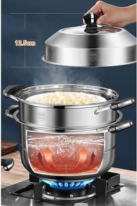 Steamer pot, Soup pot, Hot pot stainless steel(Size : 32cm)