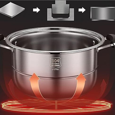 Steamer pot, Soup pot, Hot pot stainless steel(Size : 30cm)