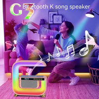 Square G Lamp, Multifunctional Bluetooth Speaker Alarm Clock, 15W Wireless Mobile Phone Charging Station Colorful Wireless Subwoofer RGB Light Lamp, New Smart Light LED Atmosphere Lamp, Sound Machine Smart Light