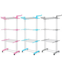 3 Layer Foldable Wing Drying Rack, Double Pole Movable Clothes Rack, Floor Mobile Folding Clothes Rack, Simple Home Cloth Drying Holder, Telescopic Household Laundry Rack, Stacked Wing Drying Rack