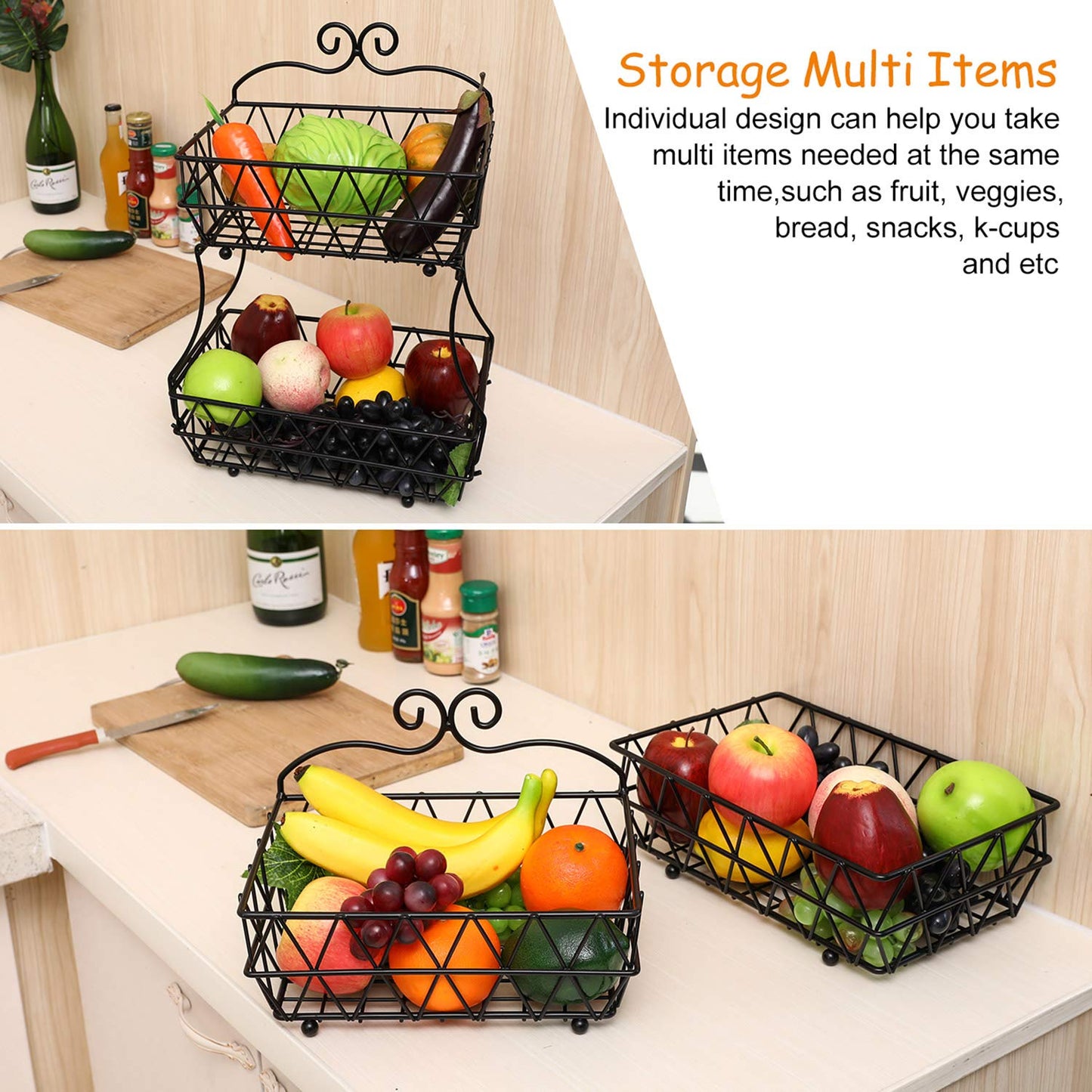 Regular Metal Fruit Basket, (2 Tier)