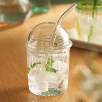 BOBA Glass Cup with Removable Glass Lid and Glass Straw - Clear