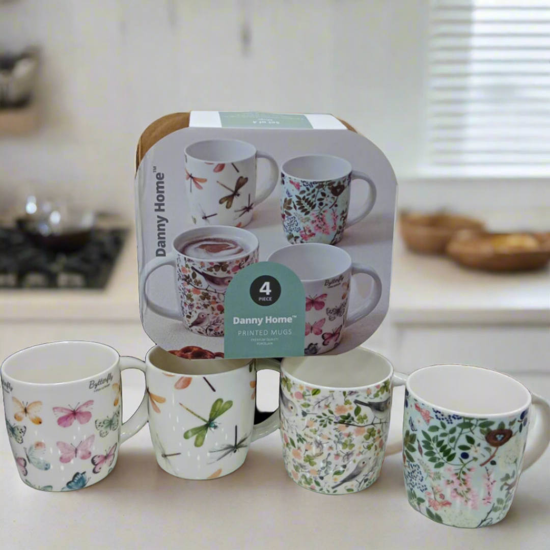Danny Home™ 4 Pcs Printed Mugs Set