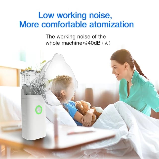 Portable Nebulizer, Handheld Travel Steam Compressor, Handheld Airway Inhale Humidifier Nebulizer, Mesh Atomizer Mini Nebulizer, Medical Asthma Inhaler Atomizer, Cool Mist Inhaler for Adults & Kids, Low Noise Inhaler Nebulizer with Mouthpiece And Mask