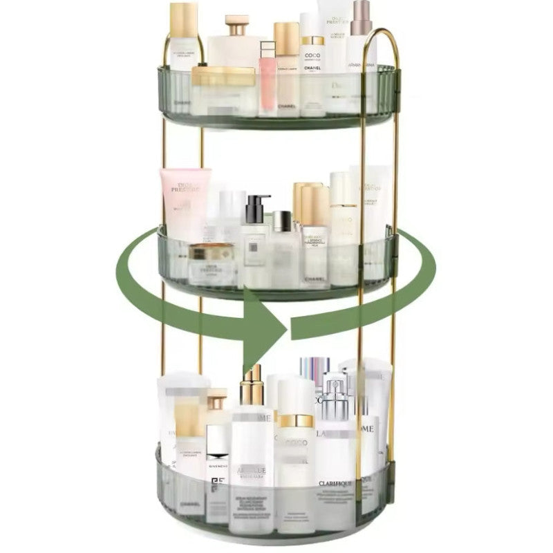 Luxury 360° Rotating Makeup Organizer, Transparent Cosmetics Storage Rack