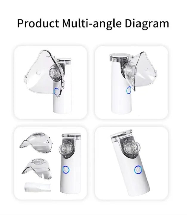 Portable Nebulizer, Handheld Travel Steam Compressor, Handheld Airway Inhale Humidifier Nebulizer, Mesh Atomizer Mini Nebulizer, Medical Asthma Inhaler Atomizer, Cool Mist Inhaler for Adults & Kids, Low Noise Inhaler Nebulizer with Mouthpiece And Mask