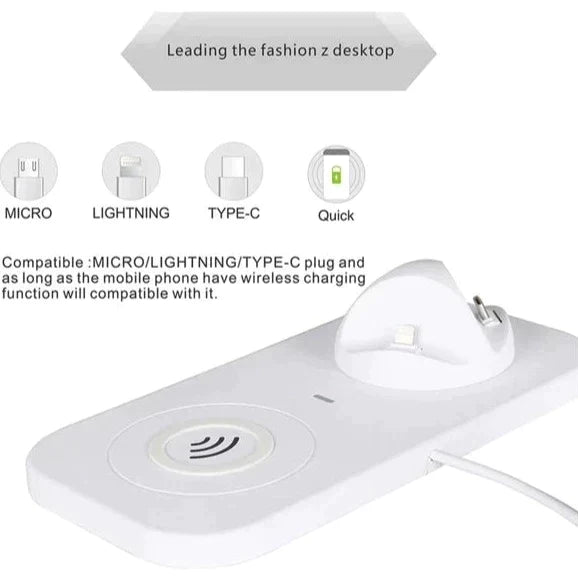4 In 1 Wireless Charger, Portable Wireless Charging Station, Universal Charging Dock Station, Multi Jack Wireless Charger Stand, Wireless Charger For IPhone Android Airpods Smart Watch, Mobile Accessories Gadget