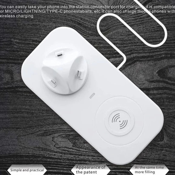 4 In 1 Wireless Charger, Portable Wireless Charging Station, Universal Charging Dock Station, Multi Jack Wireless Charger Stand, Wireless Charger For IPhone Android Airpods Smart Watch, Mobile Accessories Gadget