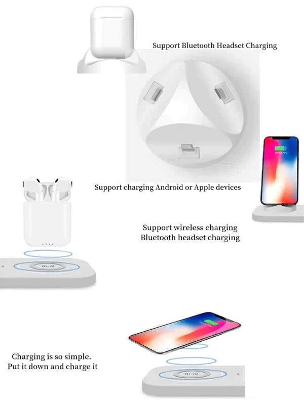 4 In 1 Wireless Charger, Portable Wireless Charging Station, Universal Charging Dock Station, Multi Jack Wireless Charger Stand, Wireless Charger For IPhone Android Airpods Smart Watch, Mobile Accessories Gadget