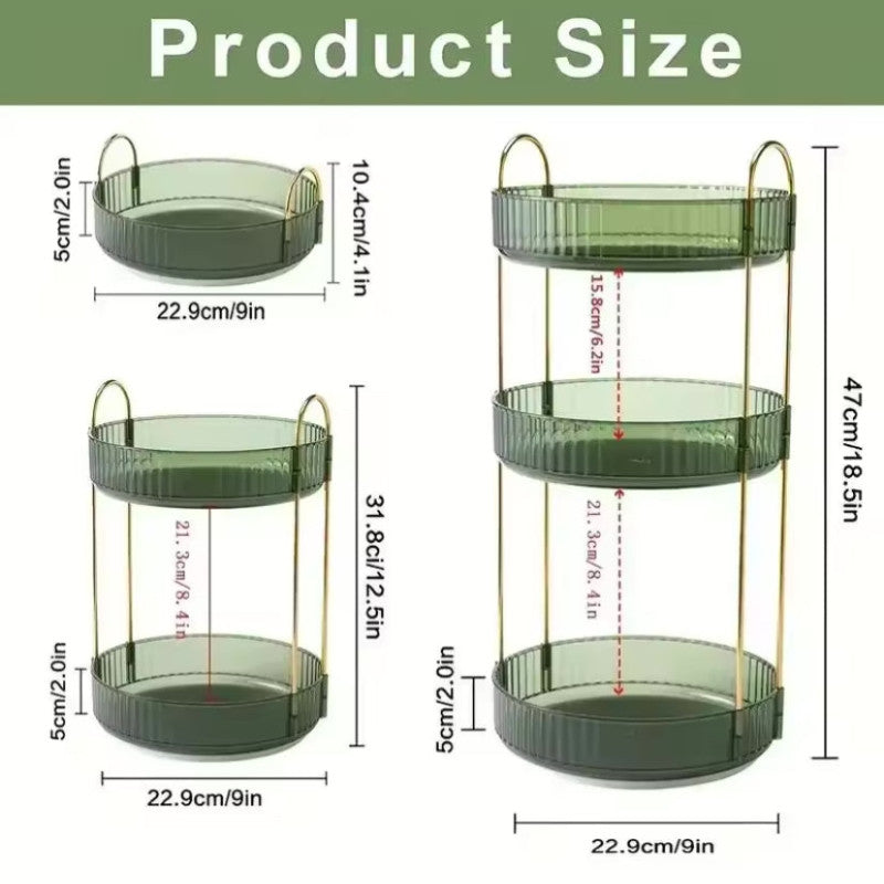 Luxury 360° Rotating Makeup Organizer, Transparent Cosmetics Storage Rack