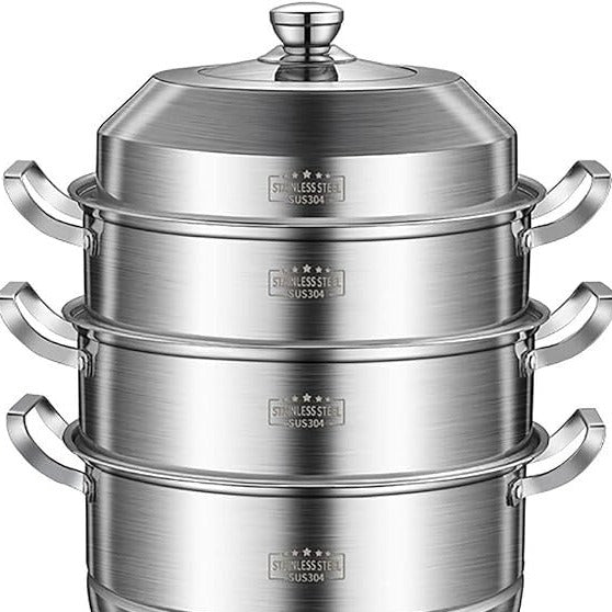 Steamer pot, Soup pot, Hot pot stainless steel(Size : 34cm)