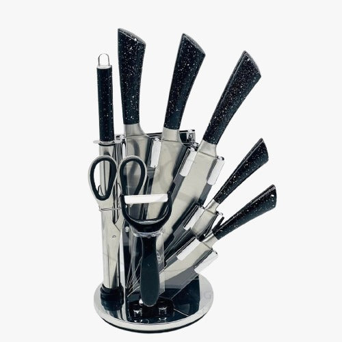 Premium Knife Set with Acrylic Rotate Stand – HaulJunction