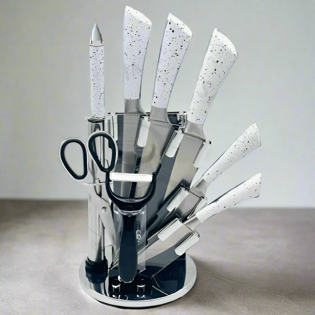 Premium Knife Set with Acrylic Rotate Stand – HaulJunction