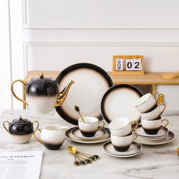 New Tea & Cake Set - White & Black