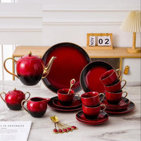 New Tea & Cake Set - Red & Black