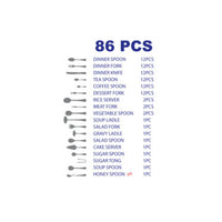 Arshia Stainless Steel Cutlery Sets 86Pcs Silver Matte