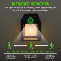 Solar Tungsten Filament Lamp, Waterproof Intelligent Induction Lantern, Wireless Dusk to Dawn Porch Light, Outdoor Wall Light with Motion Sensor, Courtyard Garden Villa Lighting Night Light, Sunlight Prowered Motion Sensor Lamp