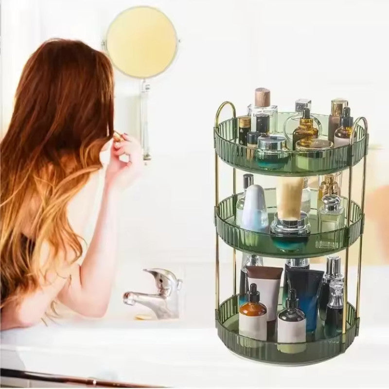 Luxury 360° Rotating Makeup Organizer, Transparent Cosmetics Storage Rack