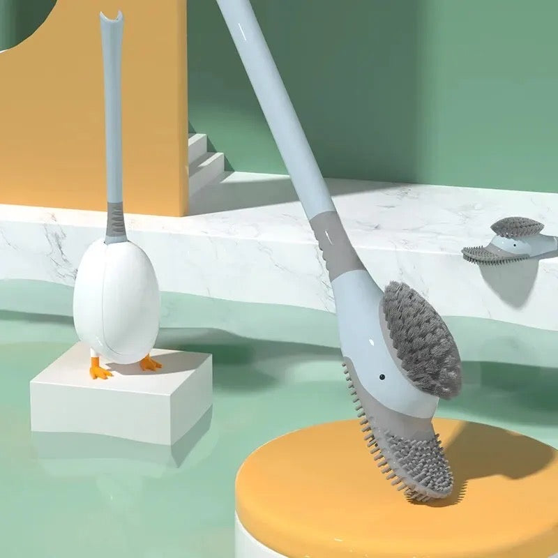 Diving Duck Toilet Brush, Wall Mounted Silicone Toilet Brush, Floor Standing Long Handle Bathroom Cleaning Brush, Dead Corner Toilet Brush, Household Wash Toilet Cleaning Accessories