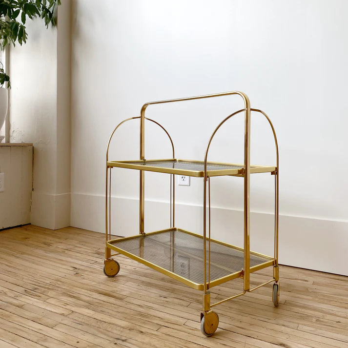 Modern Gold Folding Bar Cart Trolley
