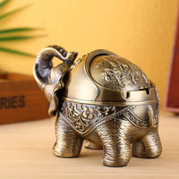 Metal Elephant Ashtray With Lid