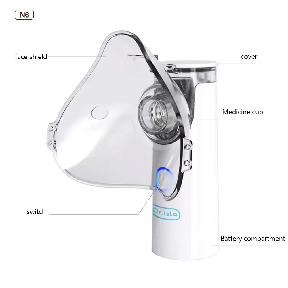 Portable Nebulizer, Handheld Travel Steam Compressor, Handheld Airway Inhale Humidifier Nebulizer, Mesh Atomizer Mini Nebulizer, Medical Asthma Inhaler Atomizer, Cool Mist Inhaler for Adults & Kids, Low Noise Inhaler Nebulizer with Mouthpiece And Mask