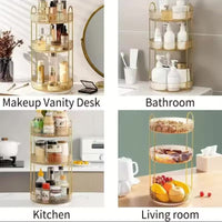 Luxury 360° Rotating Makeup Organizer, Transparent Cosmetics Storage Rack
