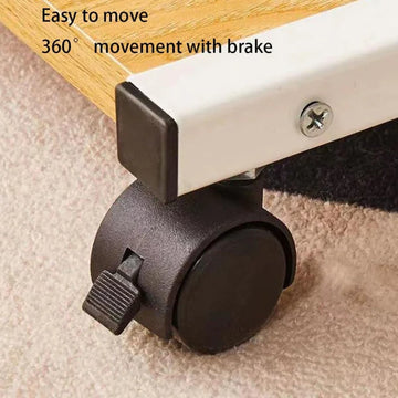 Portable Side Table With Storage Pocket & Rolling Wheels