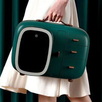 Modern Makeup Organizer Box With Led Mirror, Desktop Cosmetic Storage Box, Cosmetics Storage Display Rack with Drawer, Waterproof Dustproof Makeup Storage Box with Mirror, Makeup Skin Care Box with LED Lighted Mirror for Bathroom Dresser and Vanity